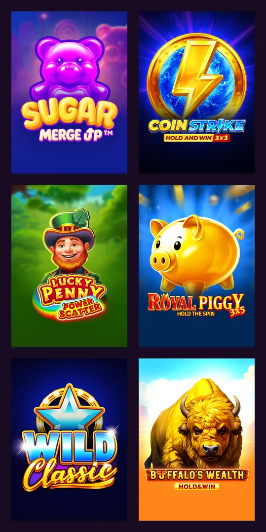 Casino games running in the installed app on a smartphone